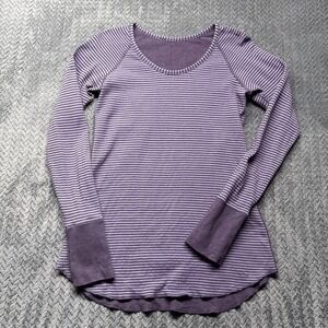 Lululemon Striped Reversible Long Sleeve Shirt XS/S Purple Gray Open Your Heart*